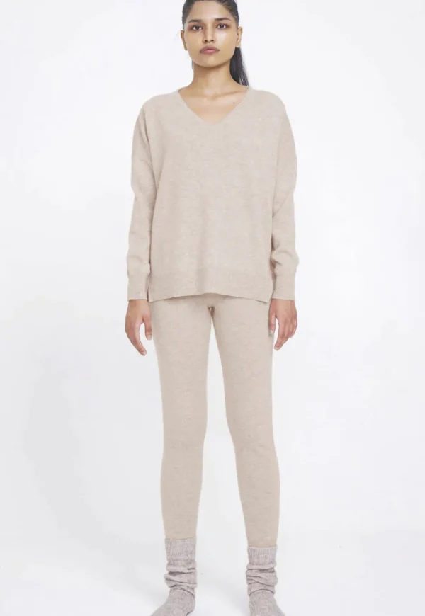 Sale N.29 Cashmere Oversized V Neck - Champagne Women Knitwear