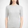 Clearance N.48 Cashmere Short Sleeve Tee - Polar Grey Women Tops & Tees | Knitwear