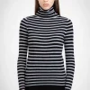 Hot N.32 Cashmere Skinny Rib Polo - Black/Light Grey Women Tops & Tees | Knitwear