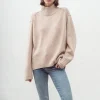 Fashion N.325 Funnel Neck Pullover - Shell Beige Women Knitwear