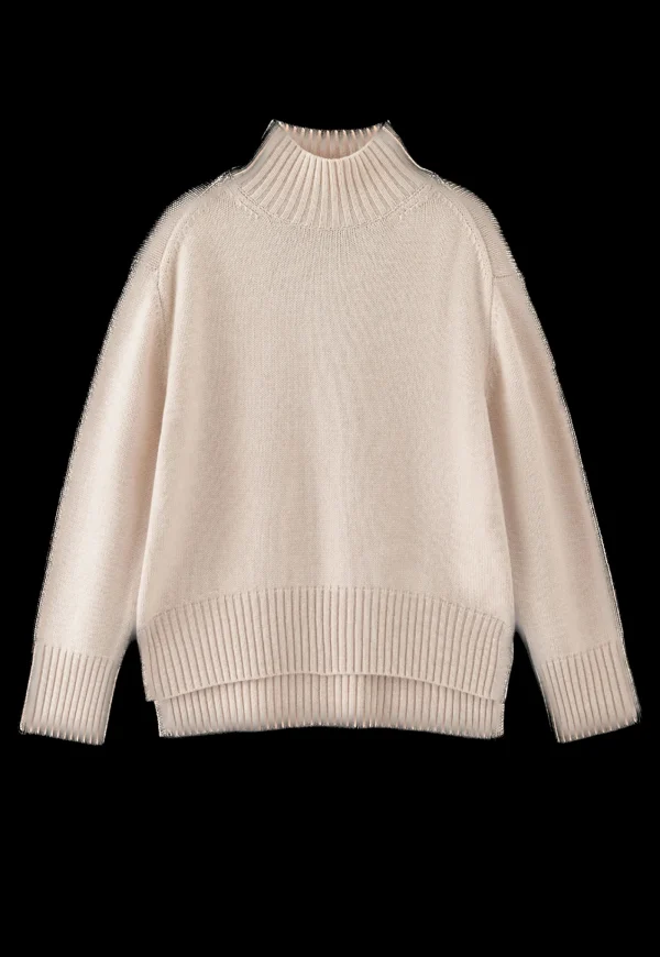 Fashion N.325 Funnel Neck Pullover - Shell Beige Women Knitwear