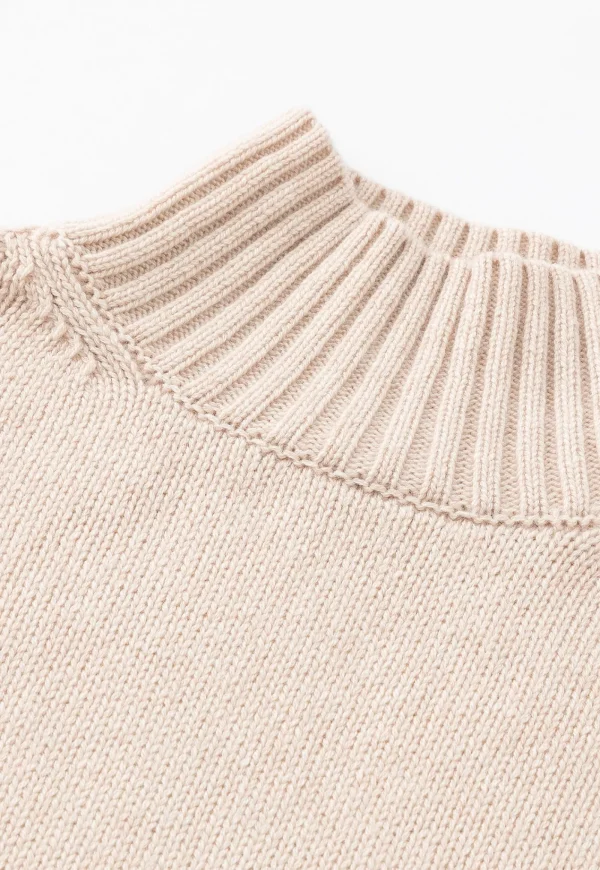 Fashion N.325 Funnel Neck Pullover - Shell Beige Women Knitwear