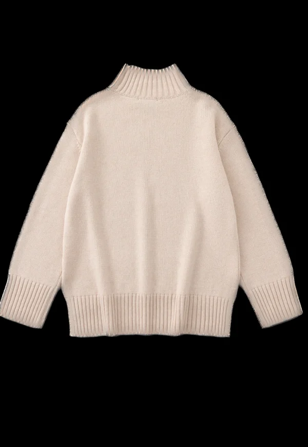 Fashion N.325 Funnel Neck Pullover - Shell Beige Women Knitwear
