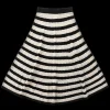 Fashion N.297 Lace Knit Striped Flared Skirt - Black Stripe Women Skirts