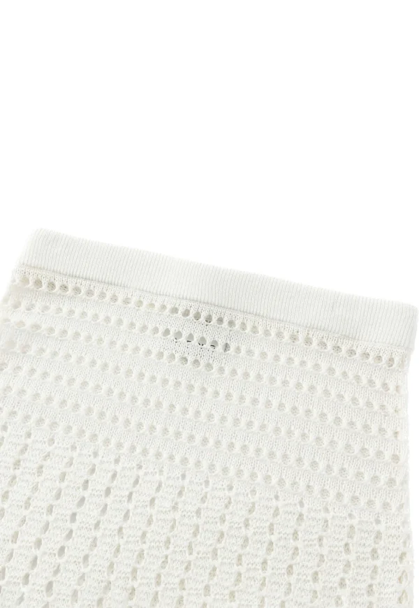 Online N.253 White Stripe Mock Crochet Skirt - Ivory Women Skirts