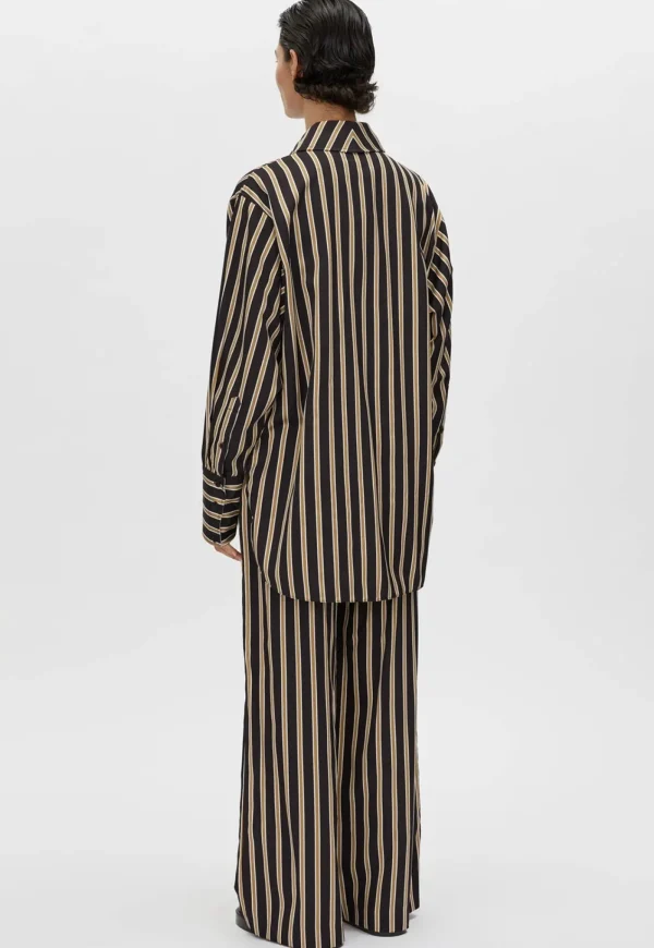 Online Novella Shirt - Black/Bronze Stripe Women Tops & Tees
