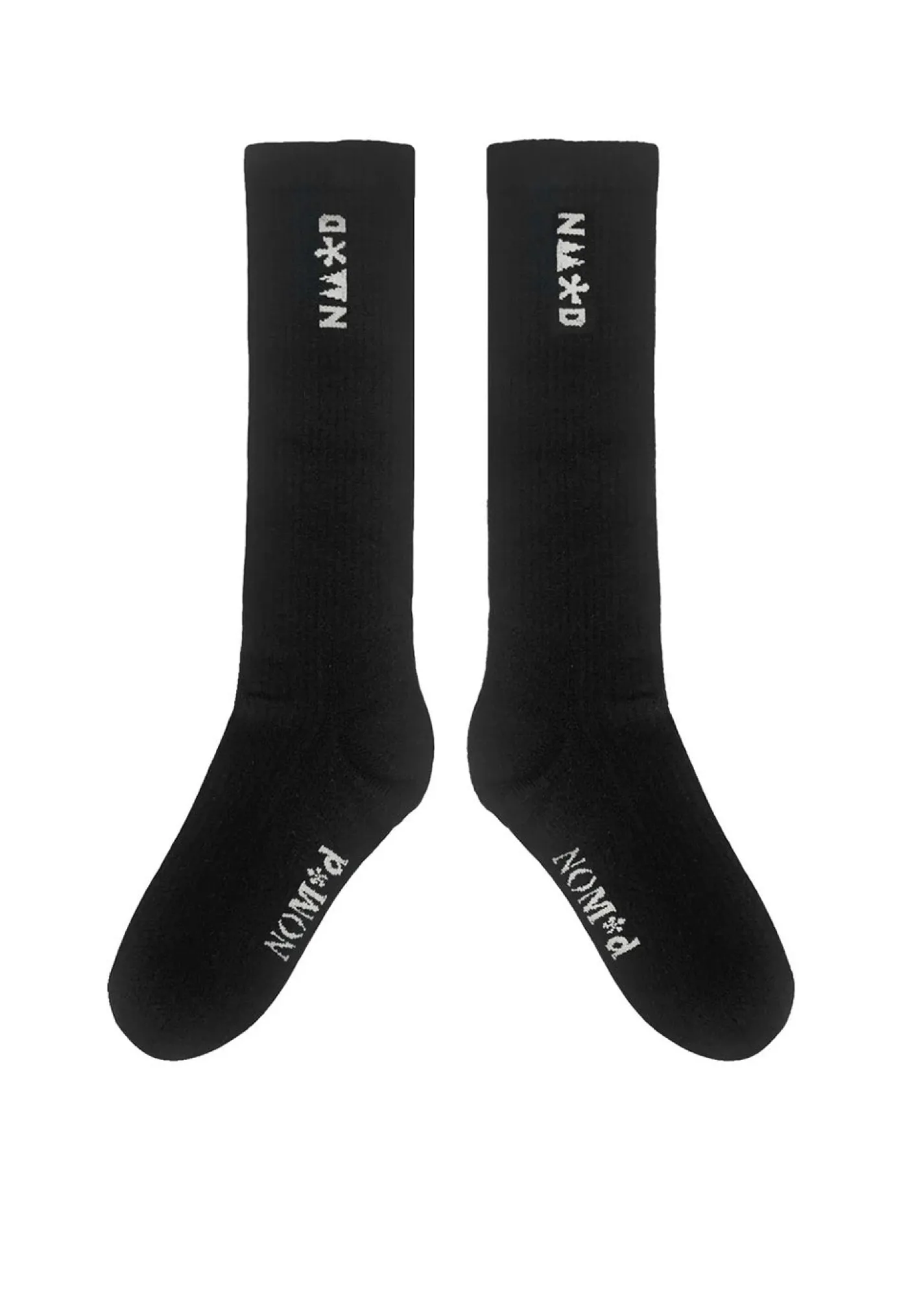 nu_logo_knee_high_sock__b_0.webp Fashion Nu Logo Knee High Sock - Black/Grey Women Socks | Socks