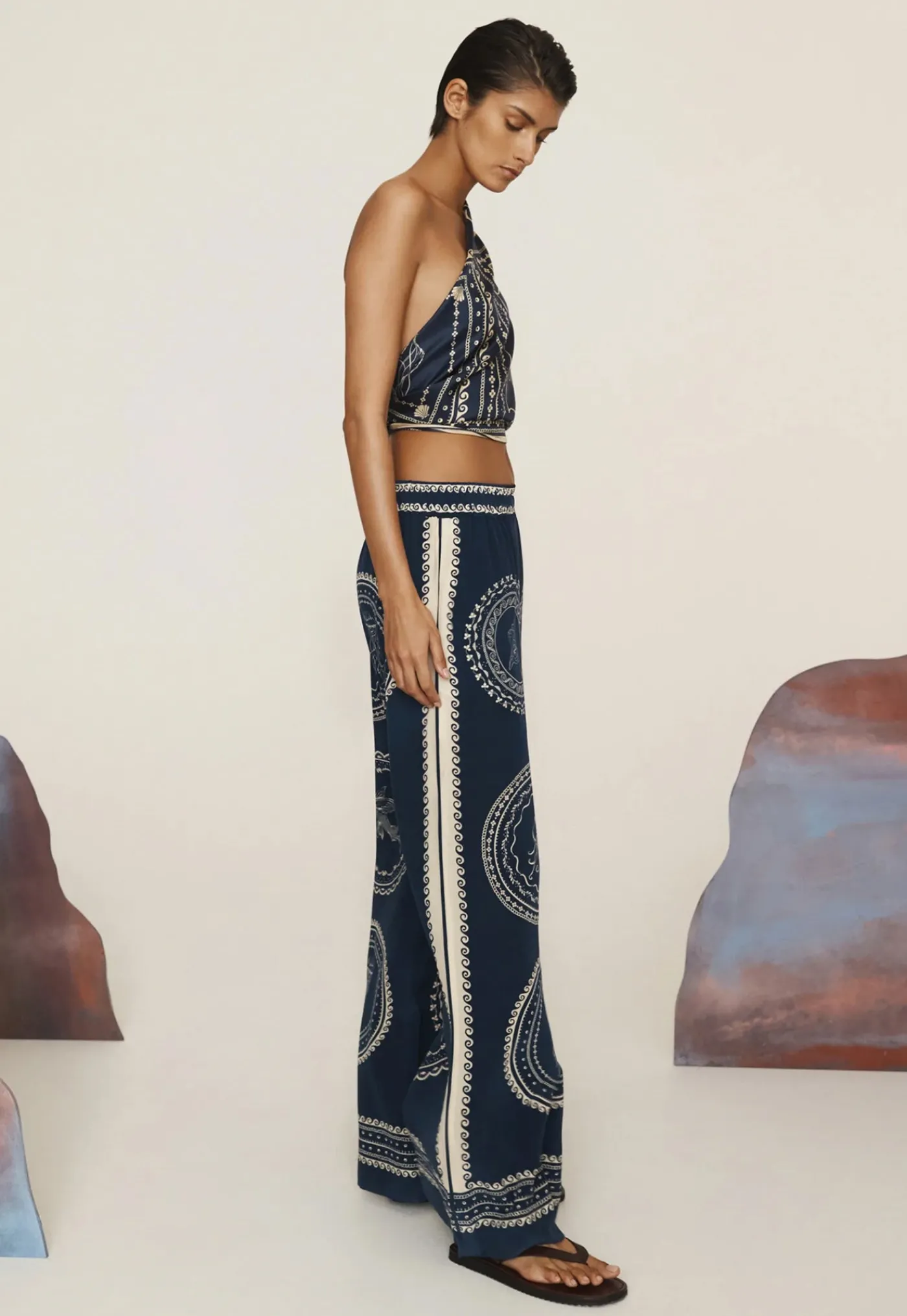 oceane_silk_pant__blue_1.webp Outlet Oceane Silk Pant - Blue Women Pants
