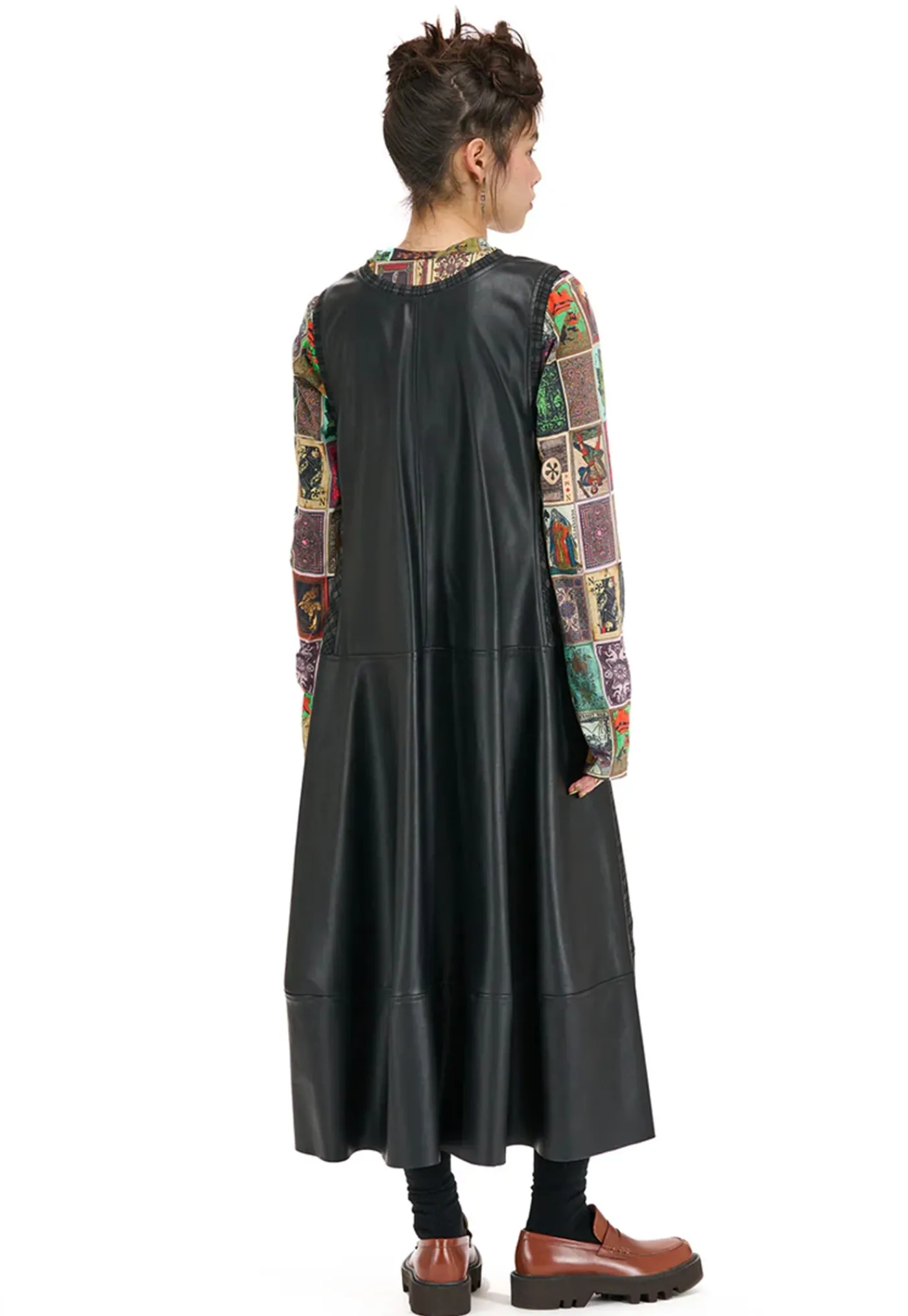 optional_dress__pleather__4.webp Online Optional Dress - Pleather Brown Check Women Dresses