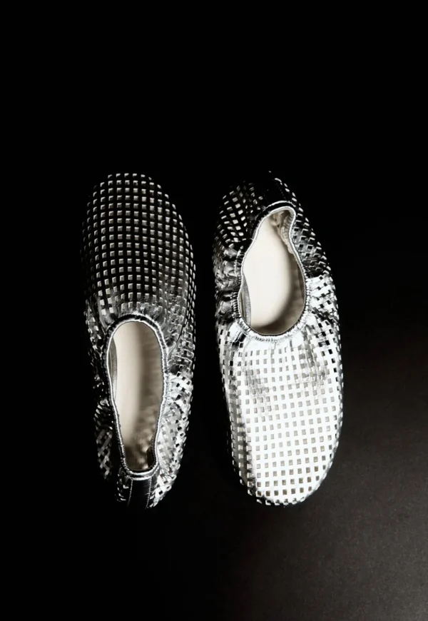 Outlet Perforated Ballet Flat - Silver Women Footwear | Flats