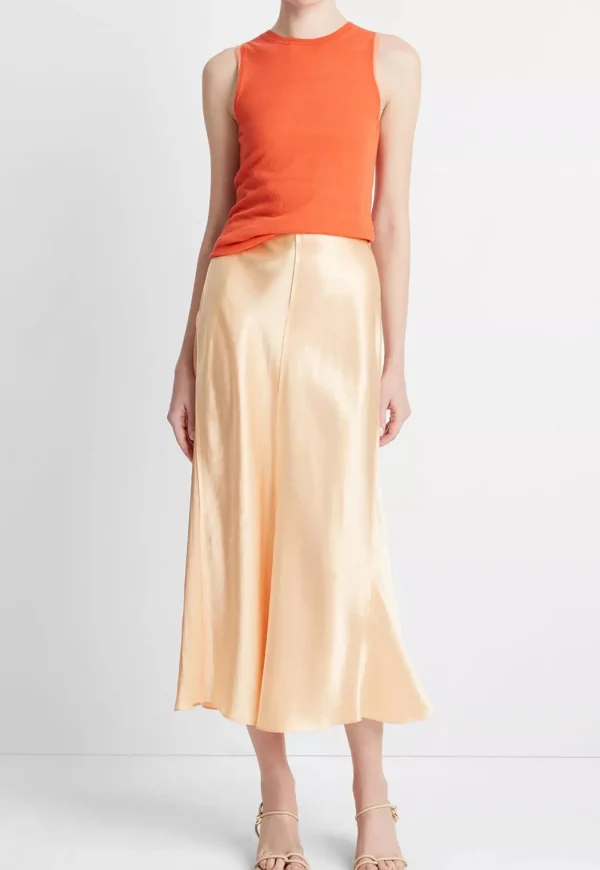 Sale Raw Edge Panelled Slip Skirt - Cantaloupe Women Skirts