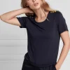 Discount Relaxed Fit Crew Neck Tee - Navy Women Tops & Tees