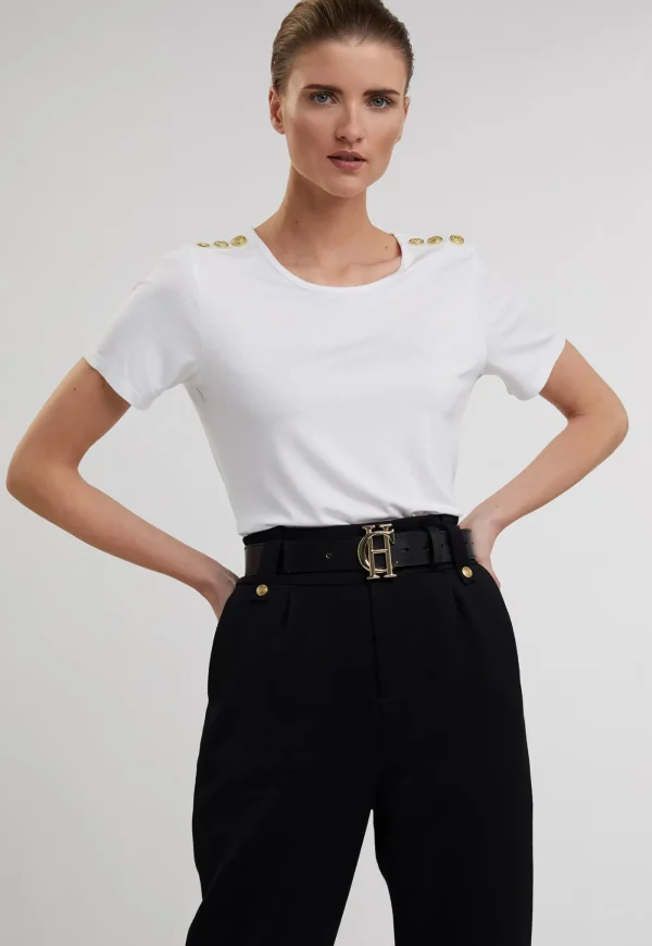 Online Relaxed Fit Crew Neck Tee - White Women Tops & Tees