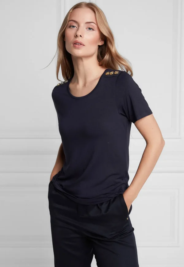 Discount Relaxed Fit Crew Neck Tee - Navy Women Tops & Tees