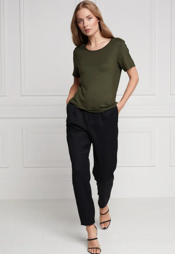 Discount Relaxed Fit Crew Neck Tee - Khaki Women Tops & Tees