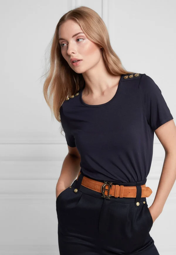 Discount Relaxed Fit Crew Neck Tee - Navy Women Tops & Tees