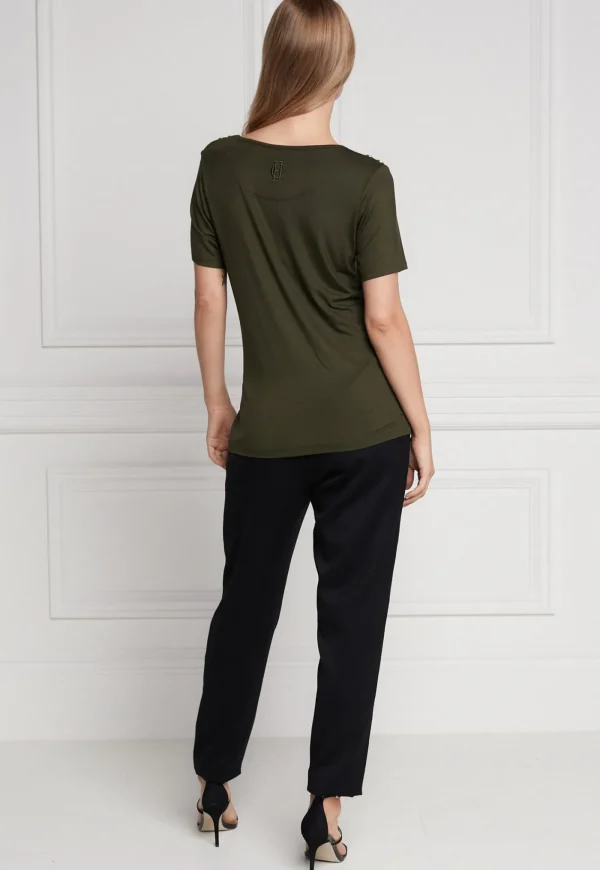 Discount Relaxed Fit Crew Neck Tee - Khaki Women Tops & Tees