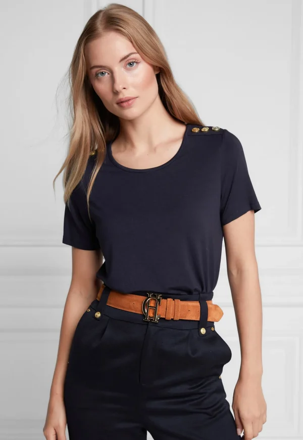 Discount Relaxed Fit Crew Neck Tee - Navy Women Tops & Tees