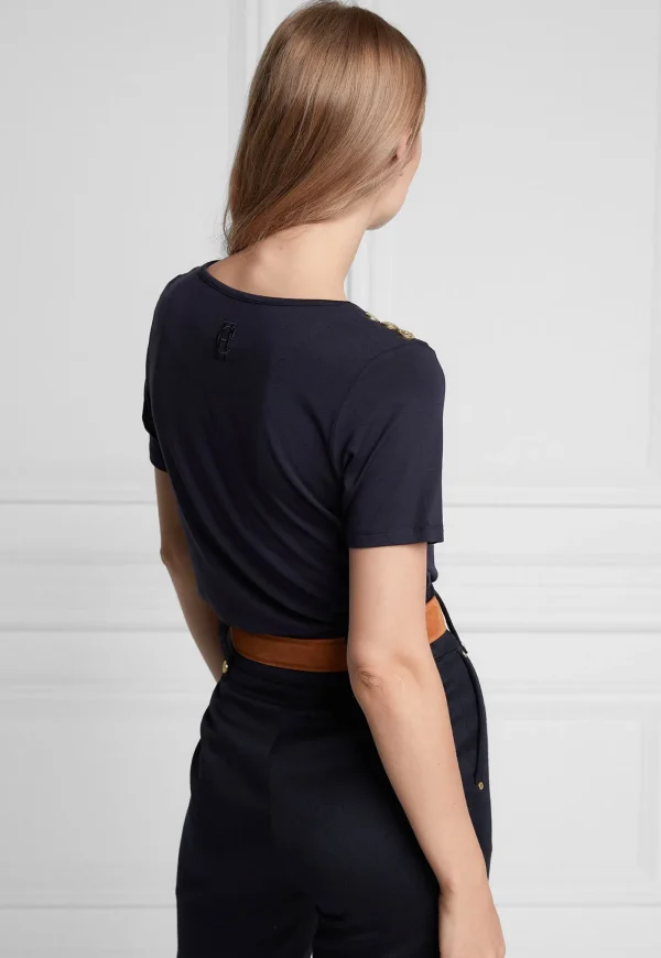 Discount Relaxed Fit Crew Neck Tee - Navy Women Tops & Tees