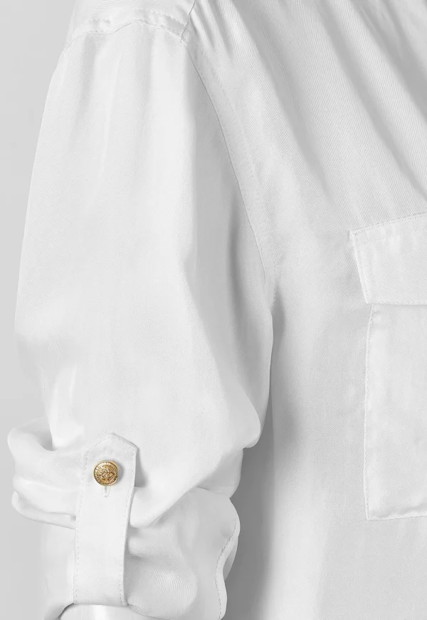 New Relaxed Fit Military Shirt - Cream Women Tops & Tees