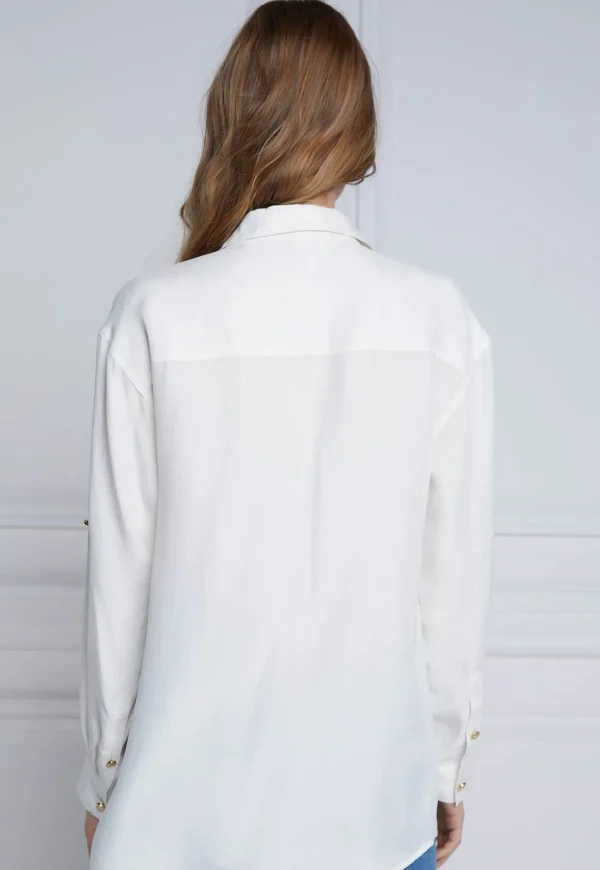 New Relaxed Fit Military Shirt - Cream Women Tops & Tees