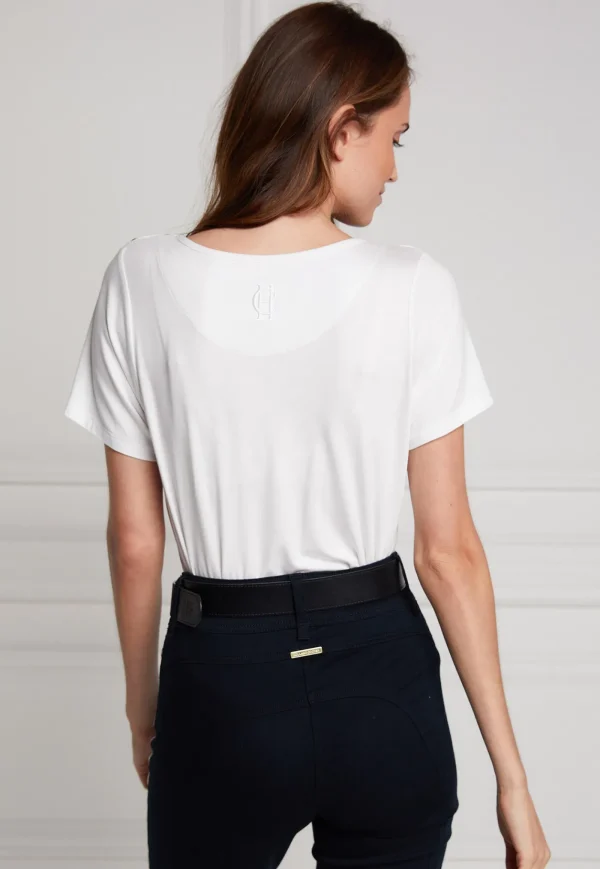 Fashion Relaxed Fit V Neck Tee - White Women Tops & Tees