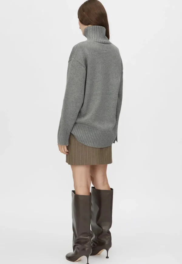 Clearance Romeo 2.0 Funnel Neck - Grey Melange Women Knitwear