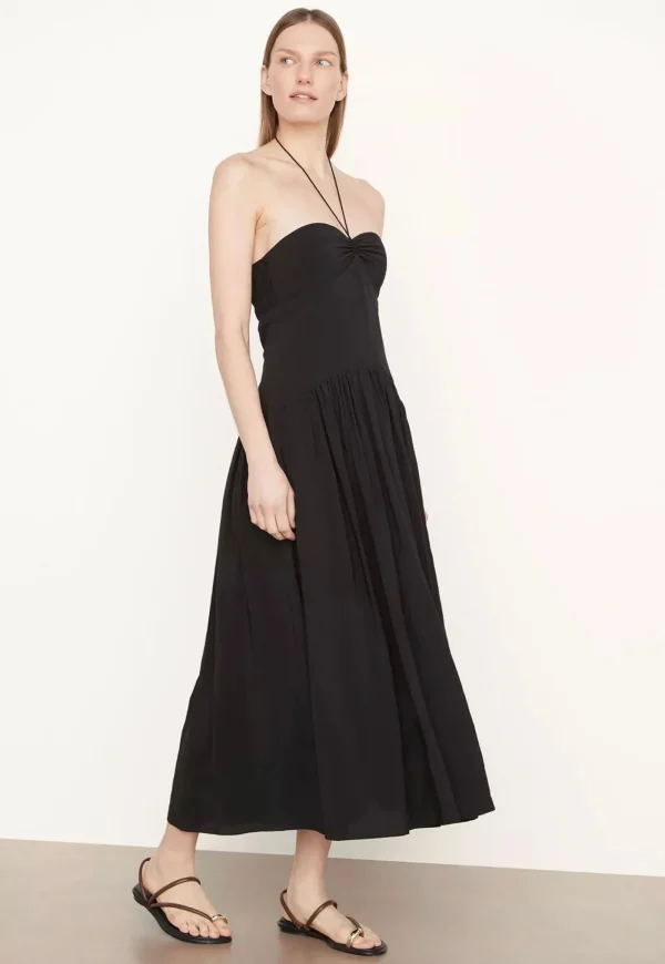 Discount Ruched Halter Neck Dress - Black Women Dresses