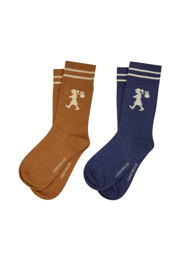 Discount Runaway Girl Socks 2 Pack - Chestnut/Navy Women Socks | Socks