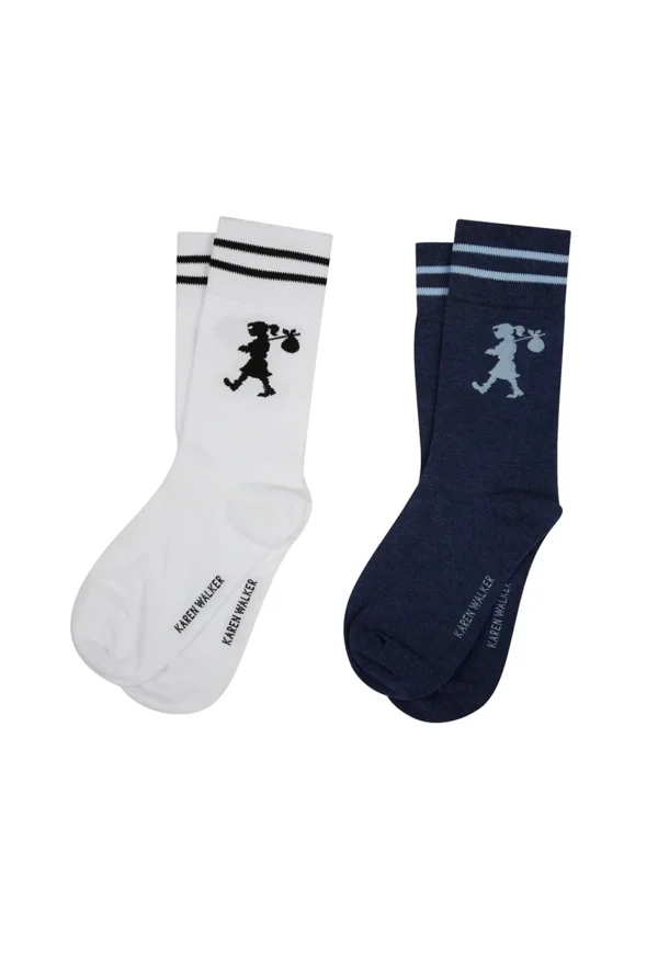 Discount Runaway Girl Socks 2 Pack - White/Denim Blue Women Socks | Socks