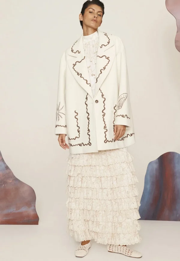 Fashion Sammy Embroidered Jacket - Cream Women Blazers & Jackets