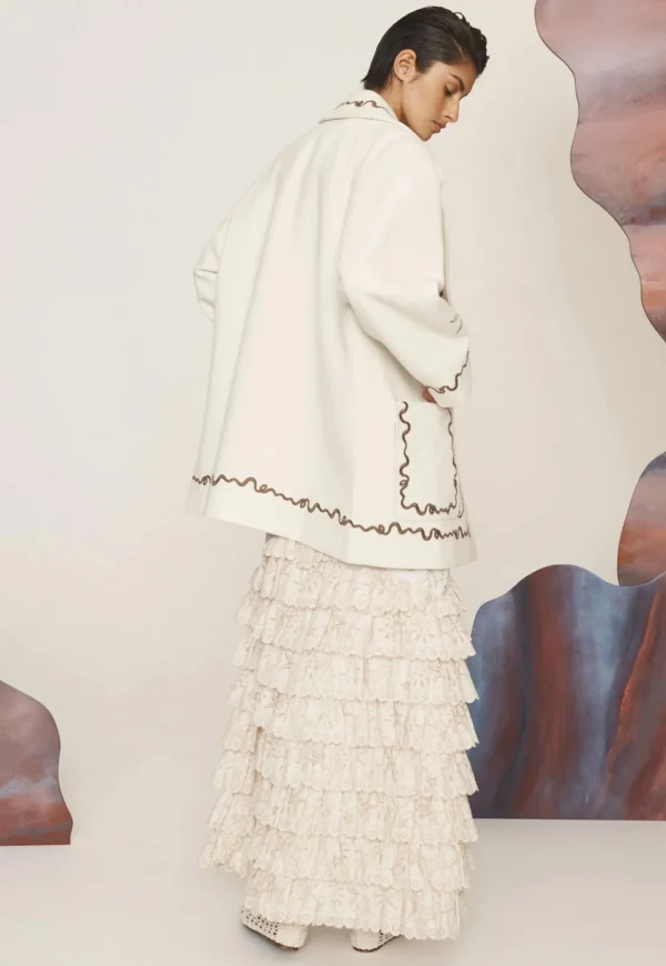 Fashion Sammy Embroidered Jacket - Cream Women Blazers & Jackets