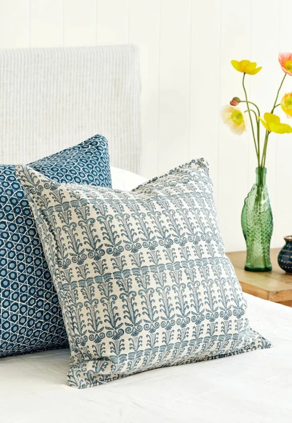 Best Santorini Azure Linen Cushion 50x50cm Cushions & Throws