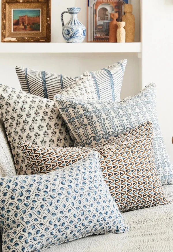 Best Santorini Azure Linen Cushion 50x50cm Cushions & Throws