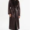 New Sarita Recycled Leather Maxi Coat - Mahogany Women Coats