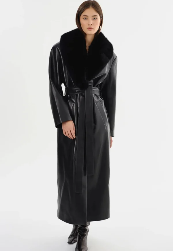 Best Sarita Recycled Leather Maxi Coat - Black Women Coats