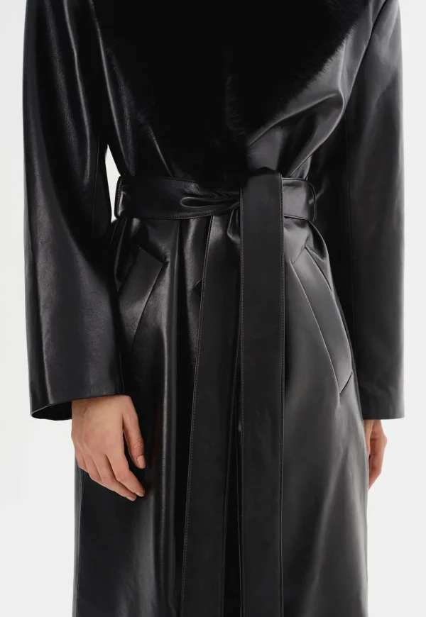 Best Sarita Recycled Leather Maxi Coat - Black Women Coats