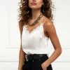 New Satin Lace Cami - Oyster Women Tops & Tees