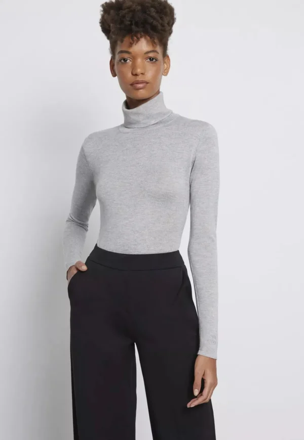 Discount Silk Turtleneck Bodysuit - Grey Women Tops & Tees | Knitwear