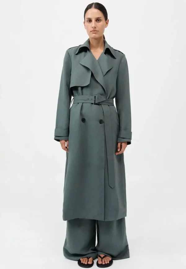 Clearance Soft Tailored Trench - Balsam Green Women Coats