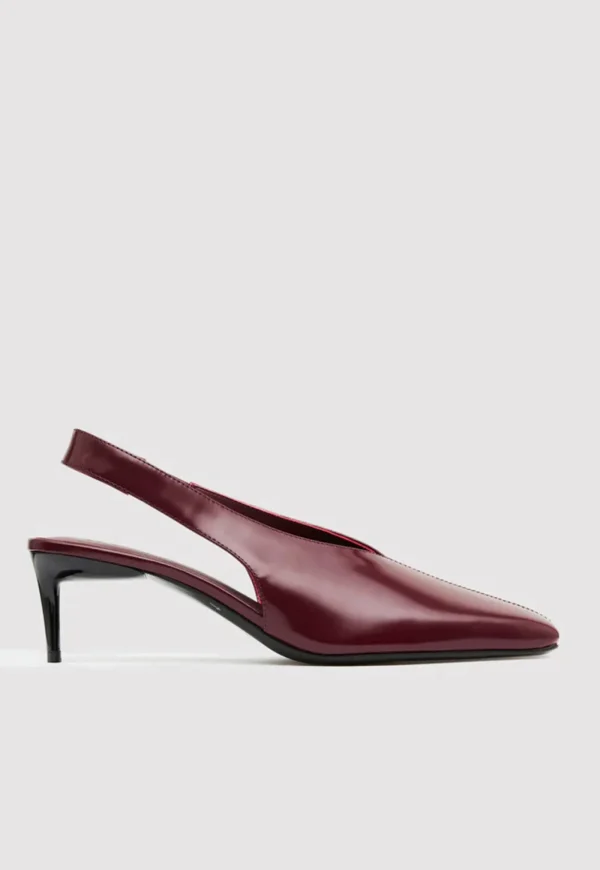 Outlet Square Toe Sling Back Heel - Plum Women Footwear | Heels