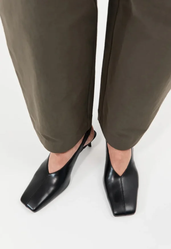 Fashion Square Toe Sling Back Heel - Black Women Footwear | Heels