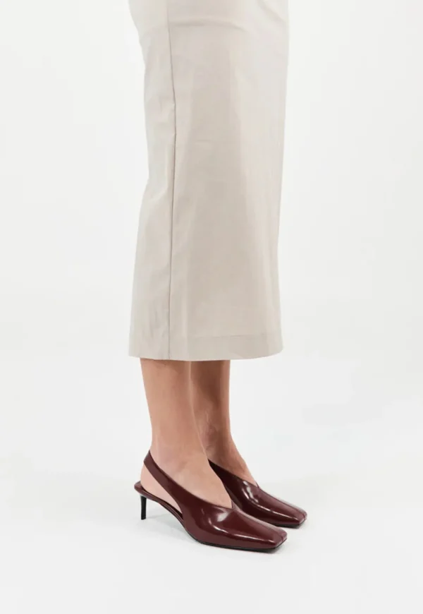 Outlet Square Toe Sling Back Heel - Plum Women Footwear | Heels