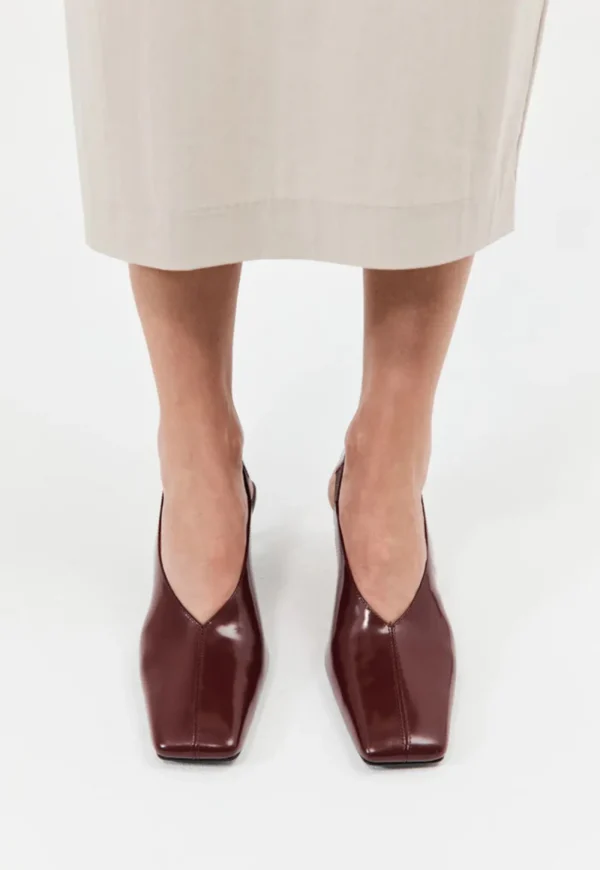 Outlet Square Toe Sling Back Heel - Plum Women Footwear | Heels