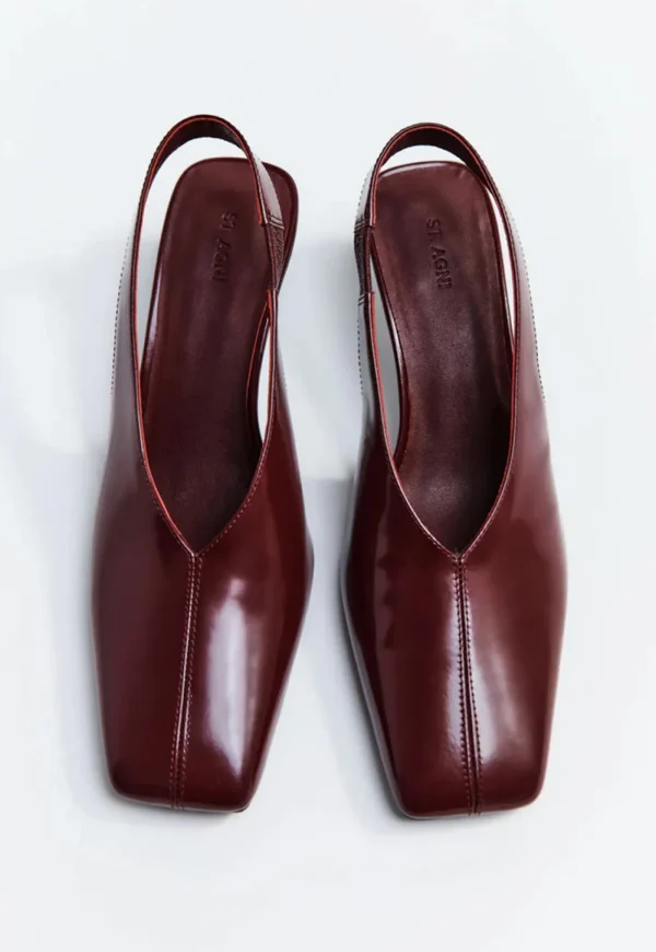 Outlet Square Toe Sling Back Heel - Plum Women Footwear | Heels
