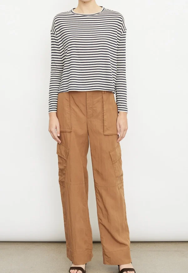 New Striped L/S Drop Shoulder Top - Enoki/Twilight Women Tops & Tees