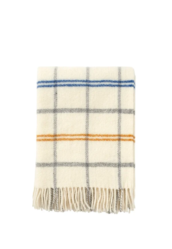 Clearance Tartan Lambswool Throw - White/Yellow/Blue Cushions & Throws