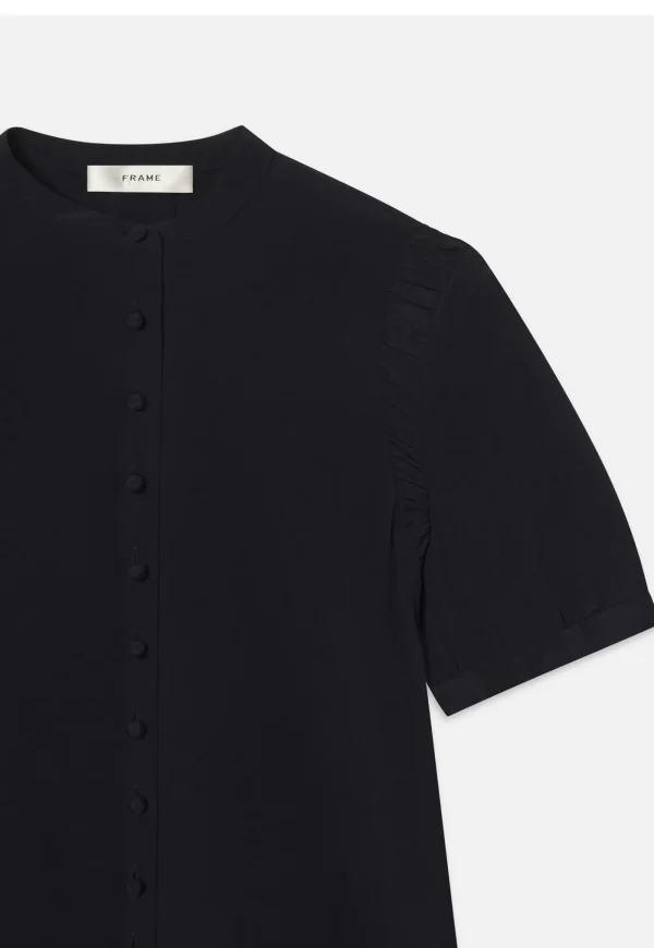 Fashion The Silk Gathered Top - Navy Women Tops & Tees