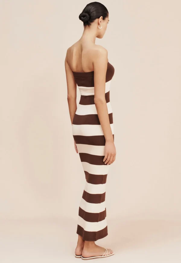 Discount Theo Strapless Dress - Chocolate/Cream Women Dresses