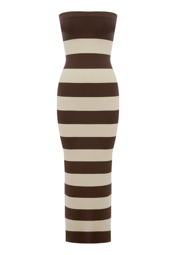 Discount Theo Strapless Dress - Chocolate/Cream Women Dresses